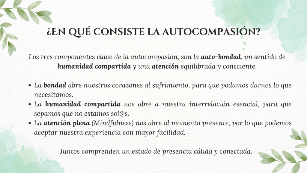 Programa Mindful self-compassion
Programa de 8 semanas para el cultivo de la autocompasión, viernes de octubre y noviembre Madrid qué es la autocompasión